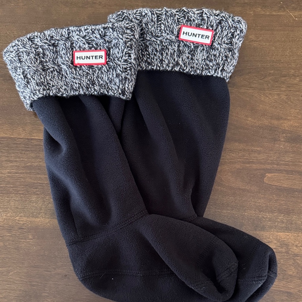 Hunter Black and Gray Knit Boot Socks